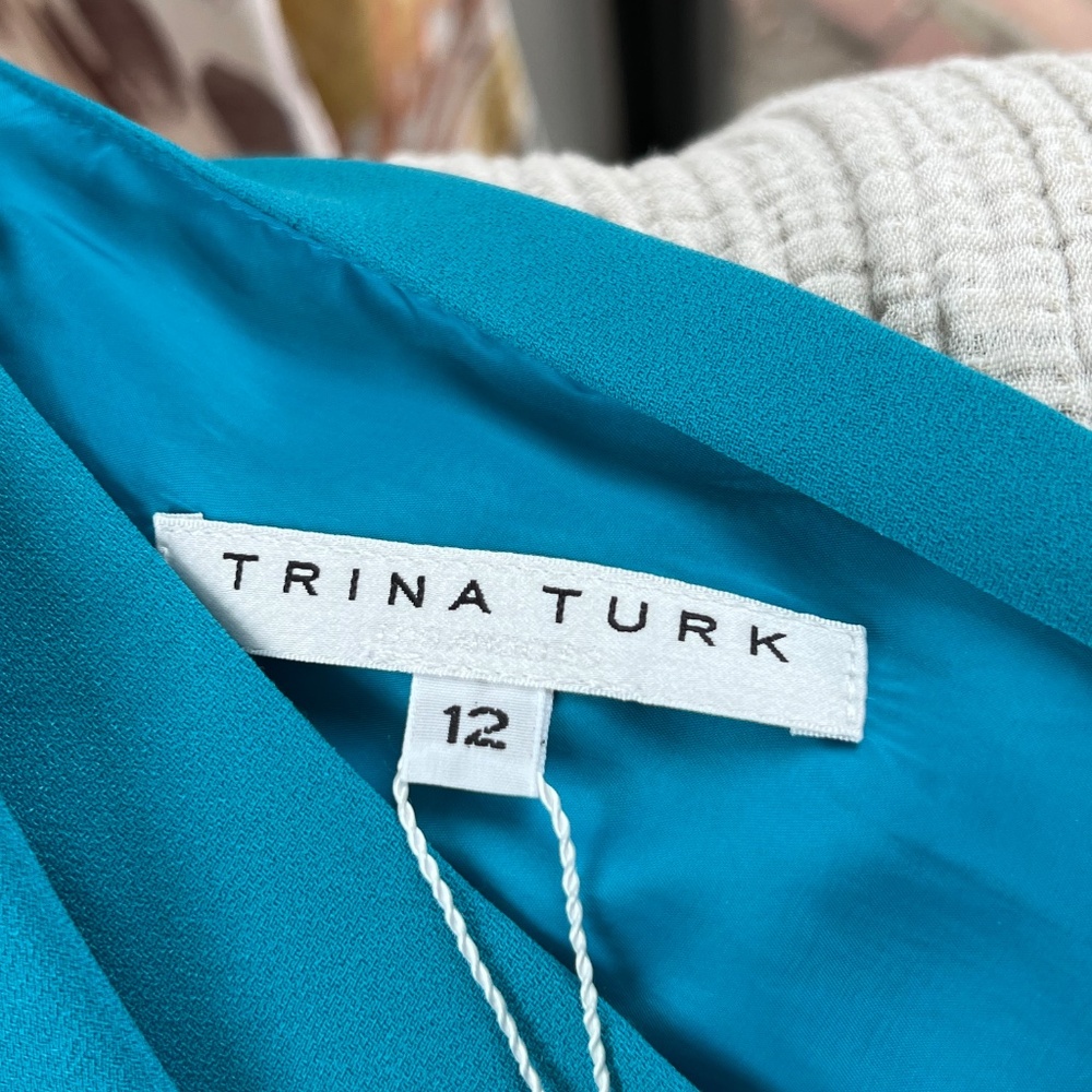 Trina Turk  Amal One-shoulder Cape-Sleeve Minidress Size 12 - Picture 4 of 6